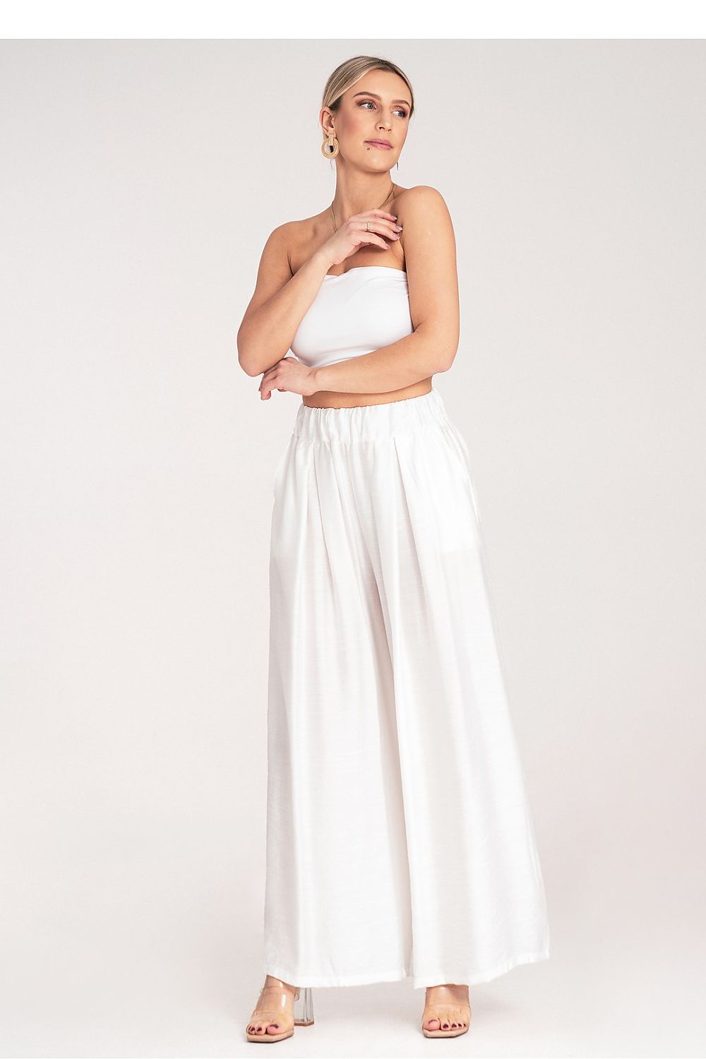 Weite Hose Damen Falten hohe Taille Viskose elegant
