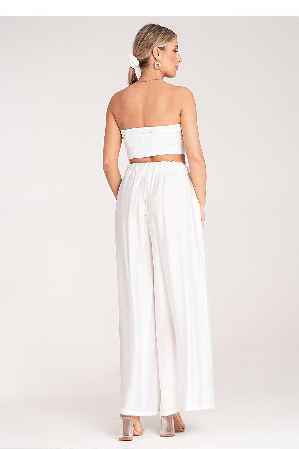 Weite Hose Damen Falten hohe Taille Viskose elegant