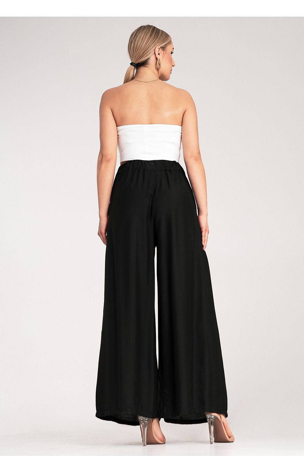 Weite Hose Damen Falten hohe Taille Viskose elegant
