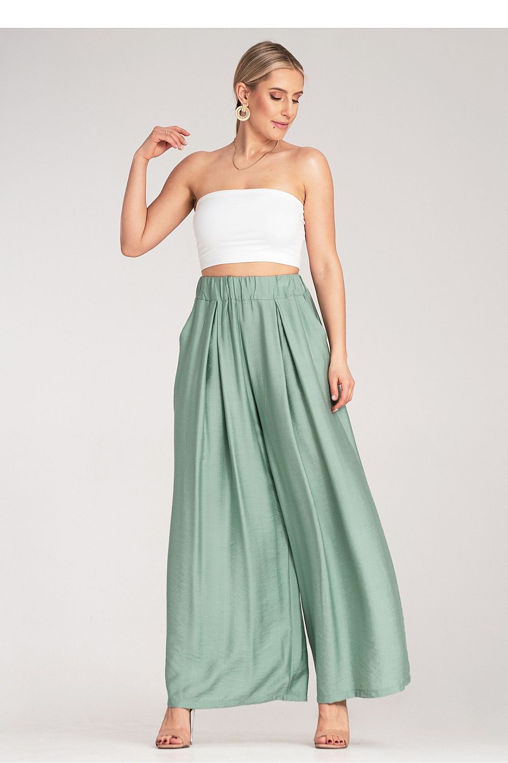 Weite Hose Damen Falten hohe Taille Viskose elegant