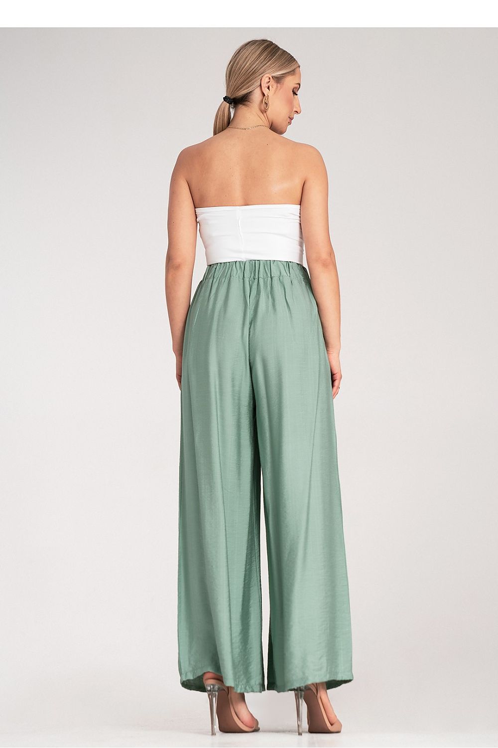 Weite Hose Damen Falten hohe Taille Viskose elegant