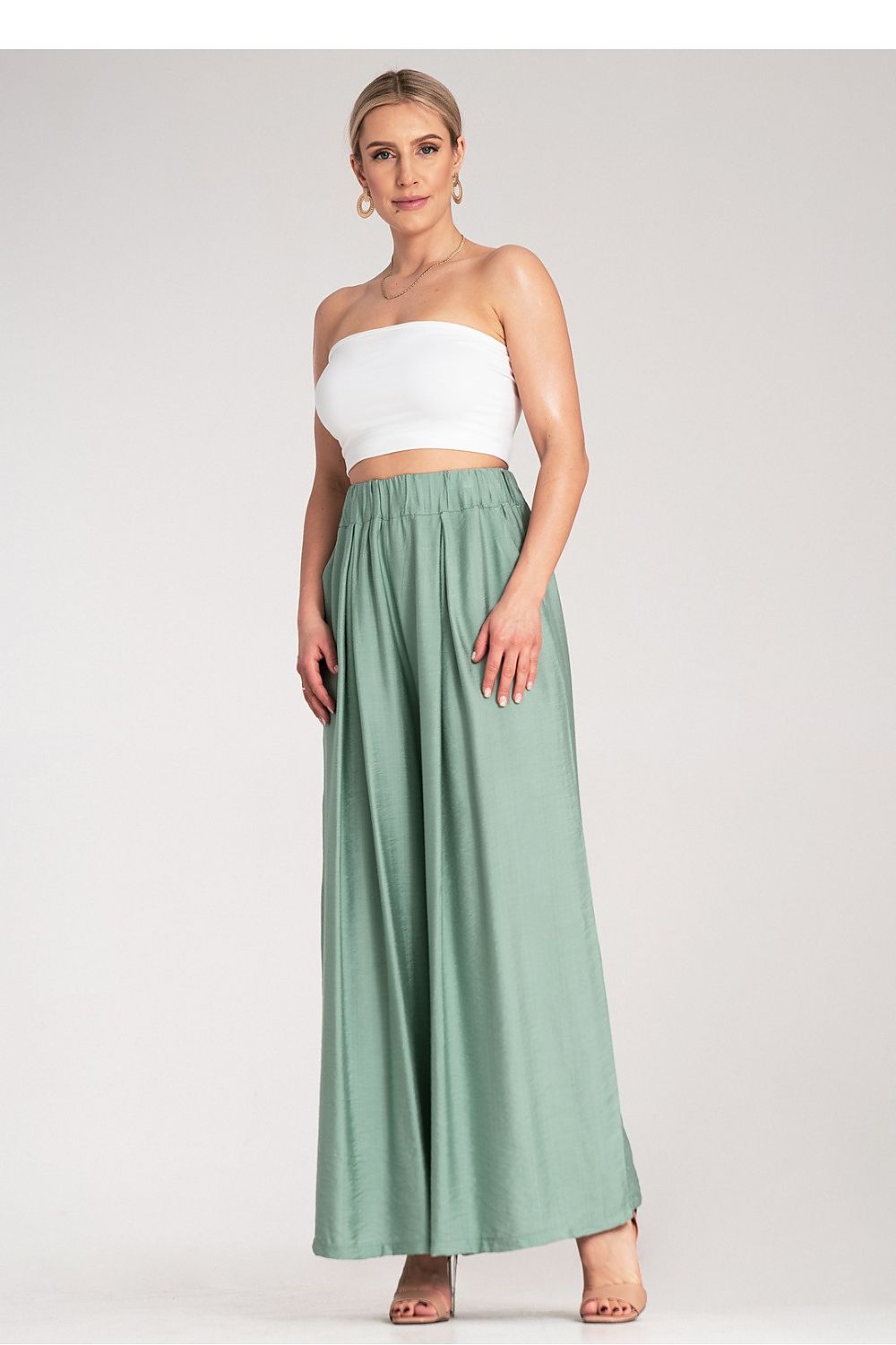 Weite Hose Damen Falten hohe Taille Viskose elegant