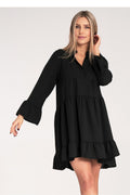 Kleid Damen Rüschen V-Ausschnitt locker elegant