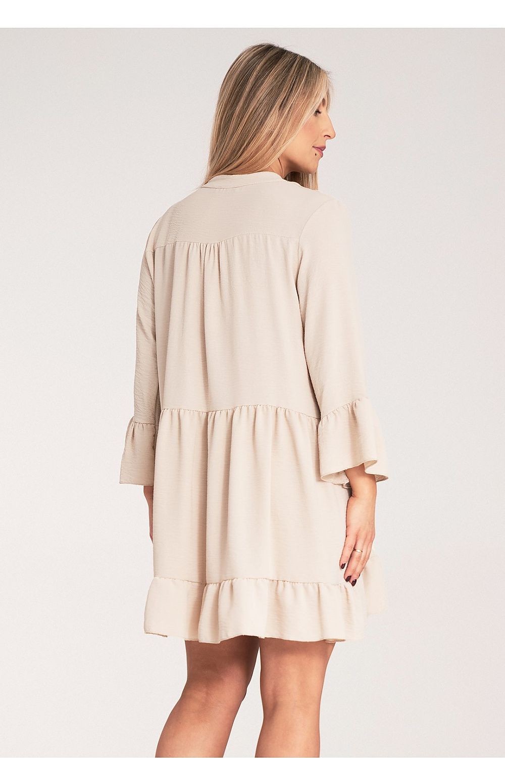 Kleid Damen Rüschen V-Ausschnitt locker elegant