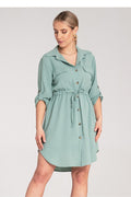Kleid Damen Knopfverschluss Taillenbindung elegant