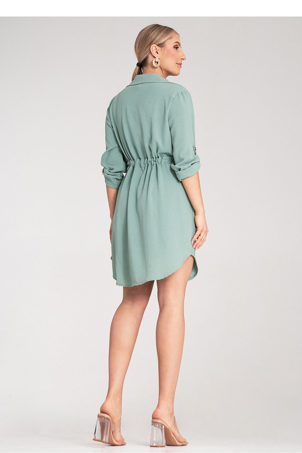 Kleid Damen Knopfverschluss Taillenbindung elegant
