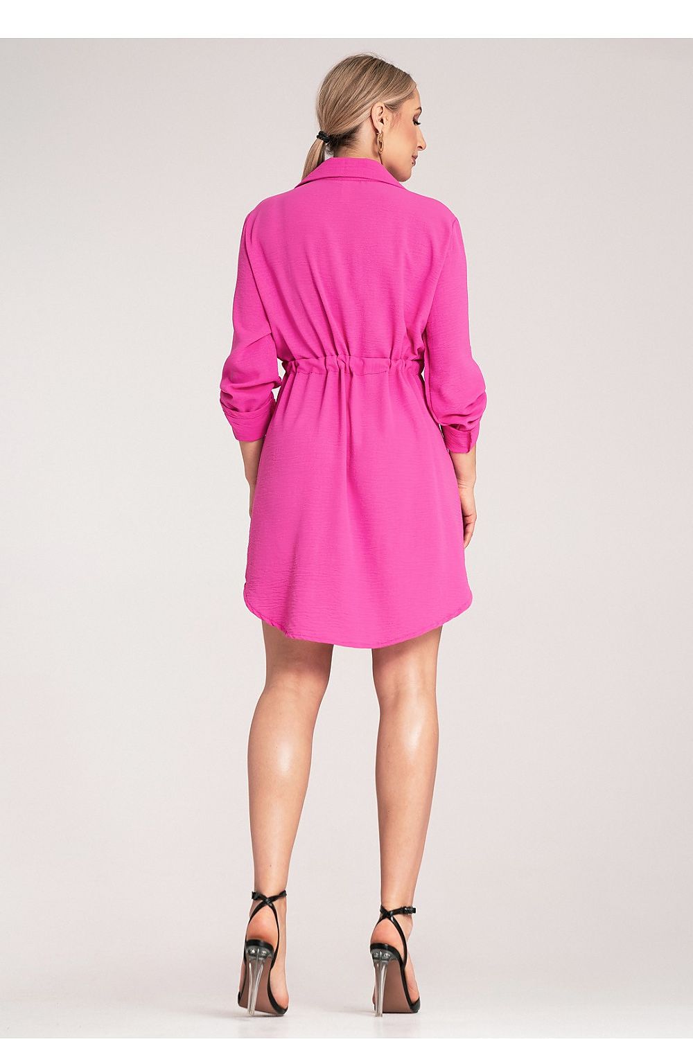 Kleid Damen Knopfverschluss Taillenbindung elegant
