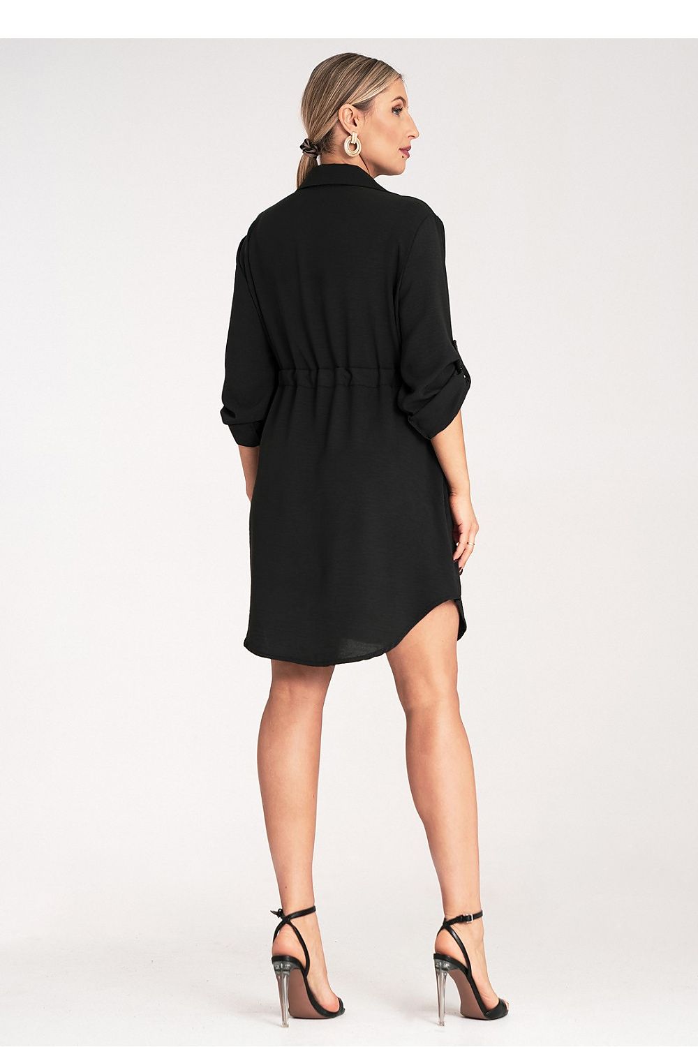 Kleid Damen Knopfverschluss Taillenbindung elegant