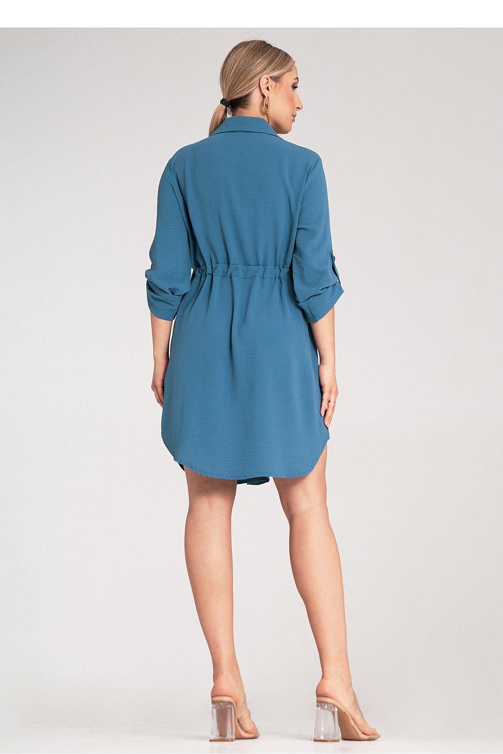 Kleid Damen Knopfverschluss Taillenbindung elegant