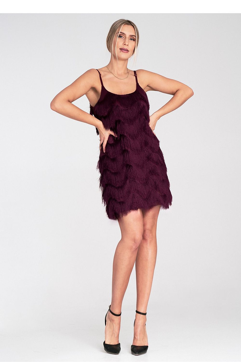 Abendkleid Damen Fransen Träger festlich elegant
