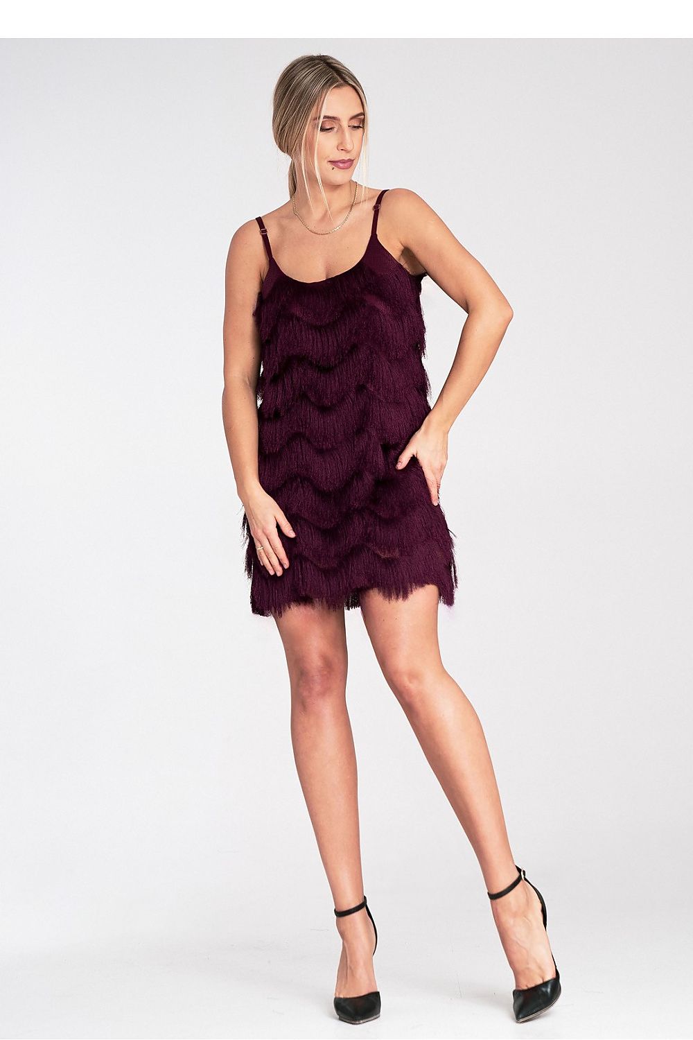 Abendkleid Damen Fransen Träger festlich elegant