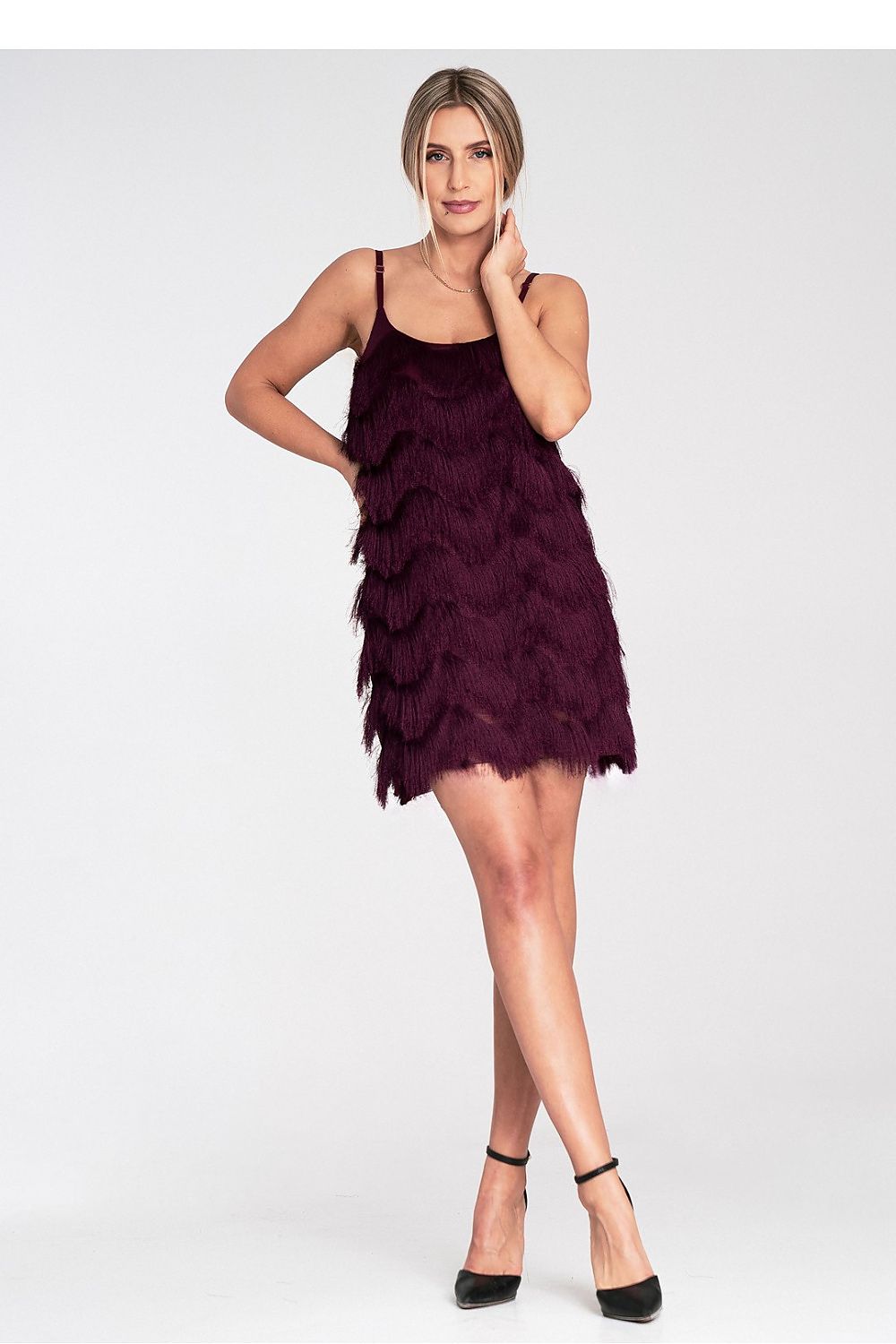 Abendkleid Damen Fransen Träger festlich elegant