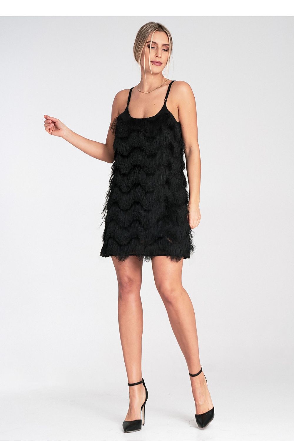Abendkleid Damen Fransen Träger festlich elegant