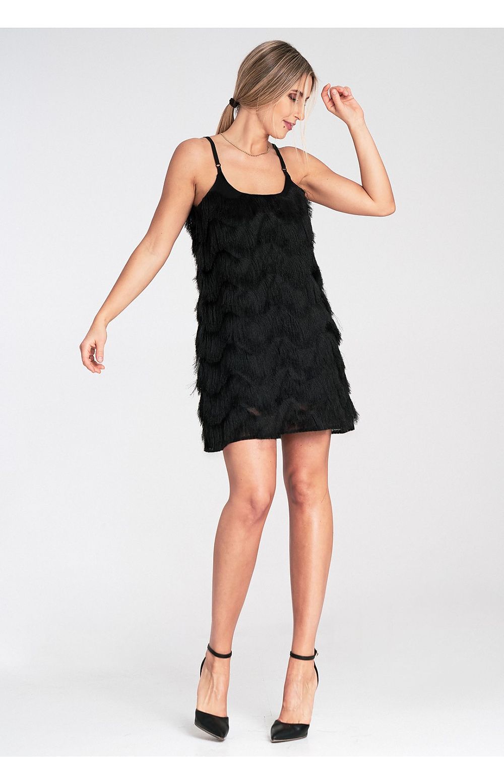 Abendkleid Damen Fransen Träger festlich elegant