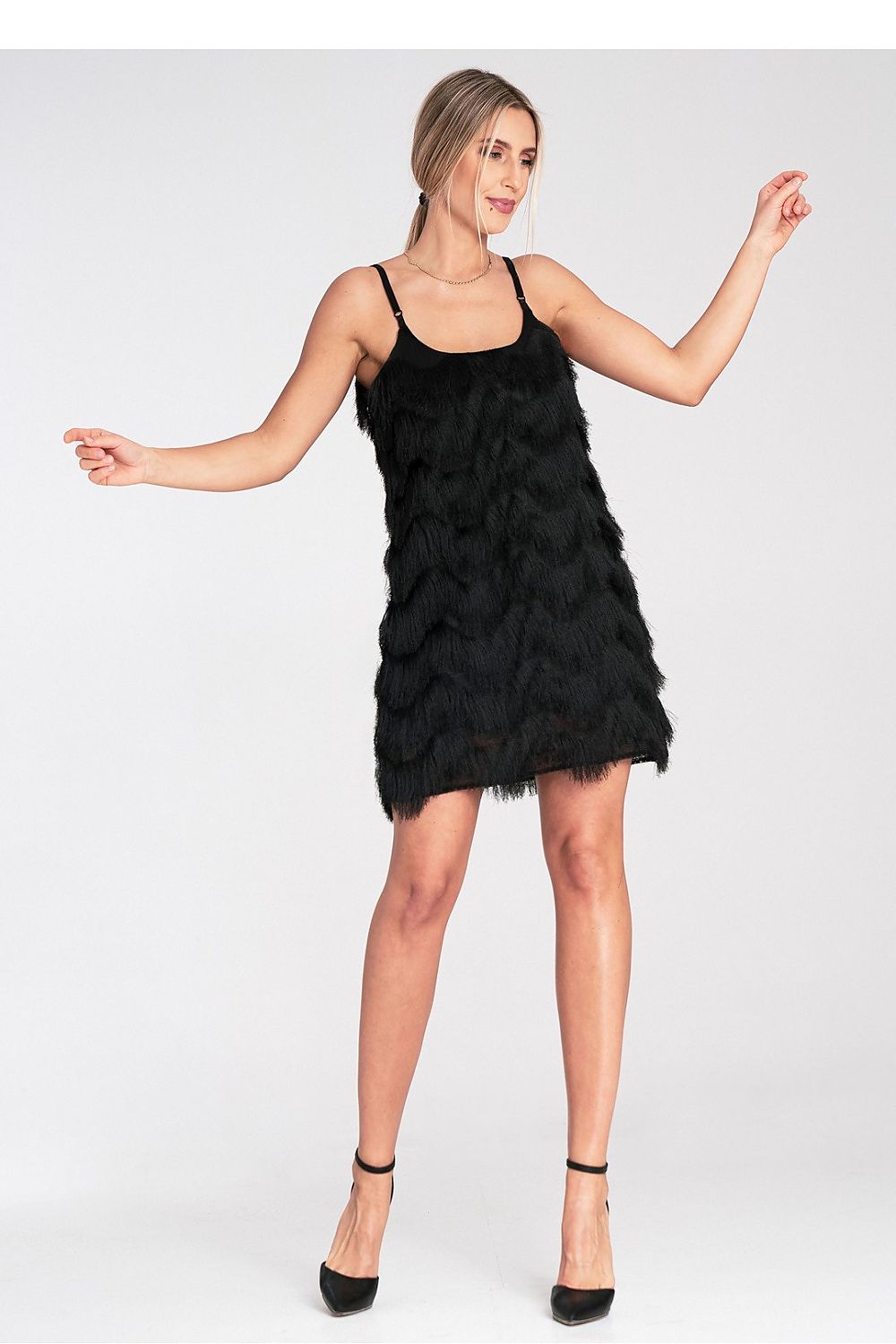 Abendkleid Damen Fransen Träger festlich elegant
