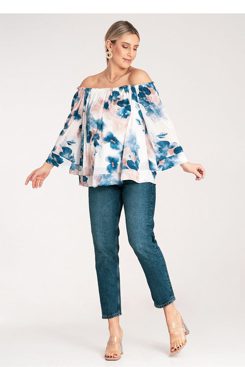 Bluse Damen Spanisch breites Dekolté 3/4-Arm locker