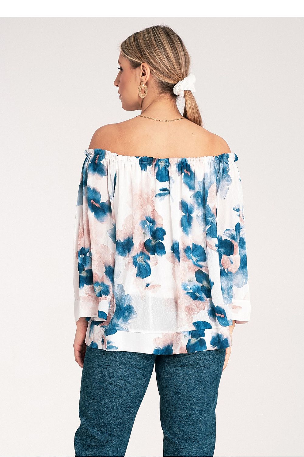 Bluse Damen Spanisch breites Dekolté 3/4-Arm locker