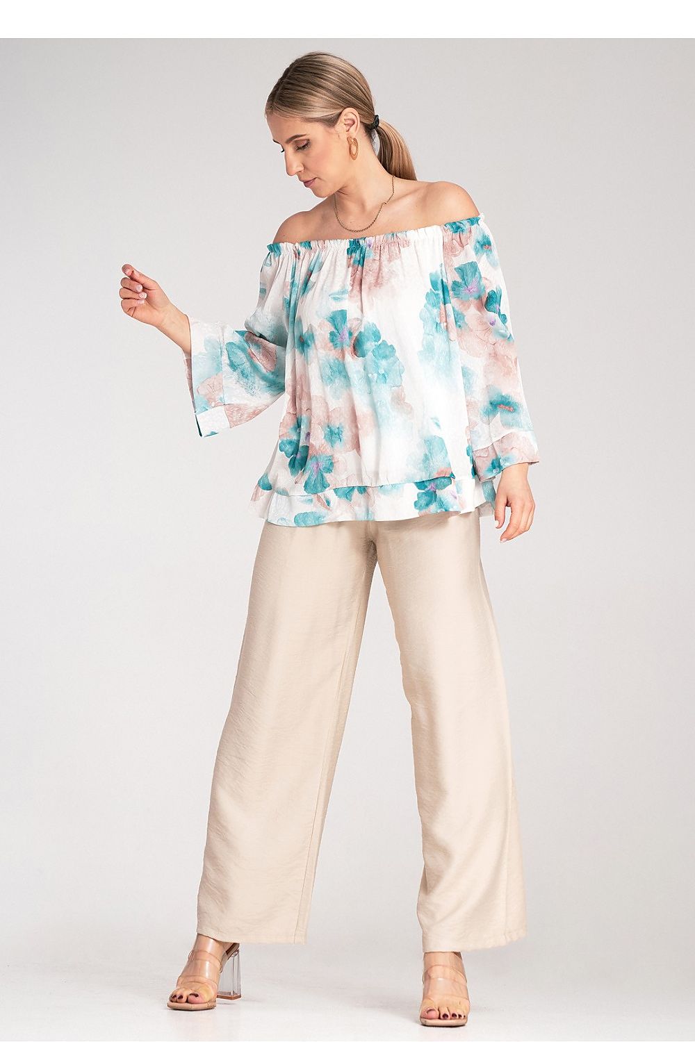 Bluse Damen Spanisch breites Dekolté 3/4-Arm locker