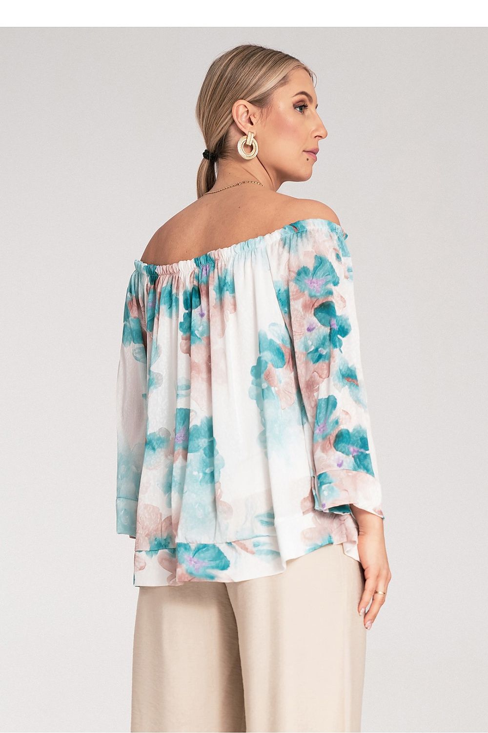 Bluse Damen Spanisch breites Dekolté 3/4-Arm locker