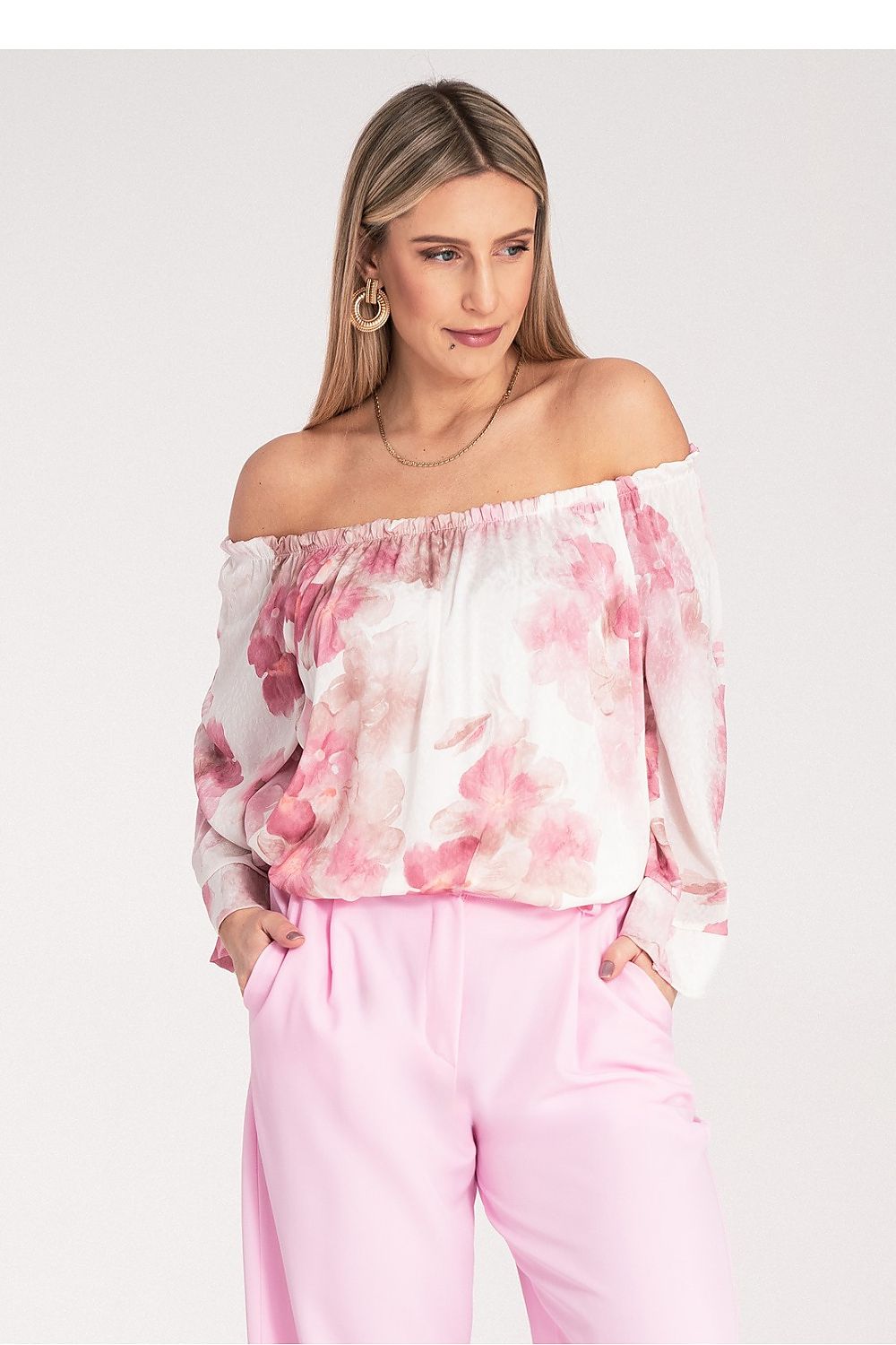 Bluse Damen Spanisch breites Dekolté 3/4-Arm locker