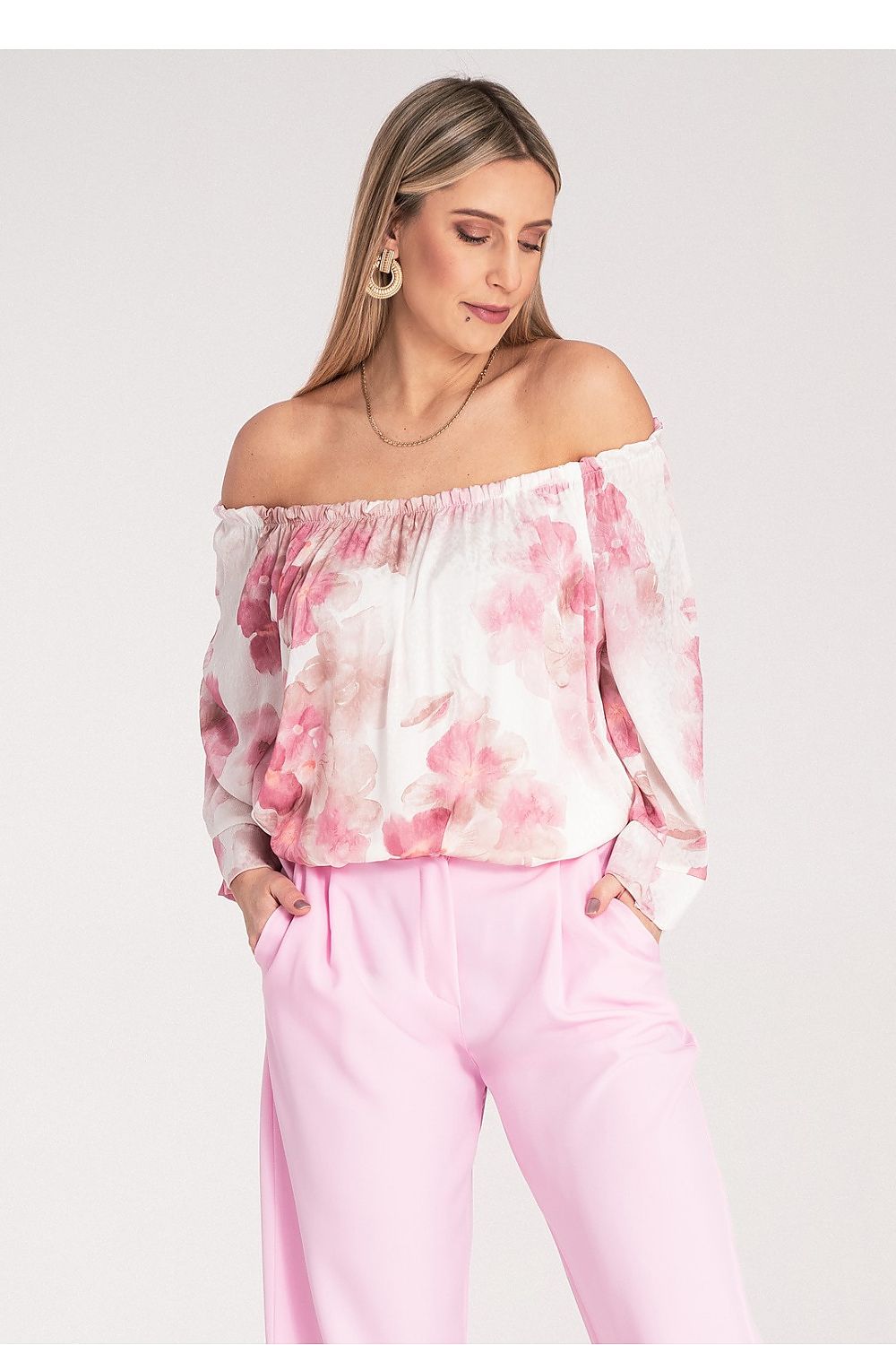 Bluse Damen Spanisch breites Dekolté 3/4-Arm locker