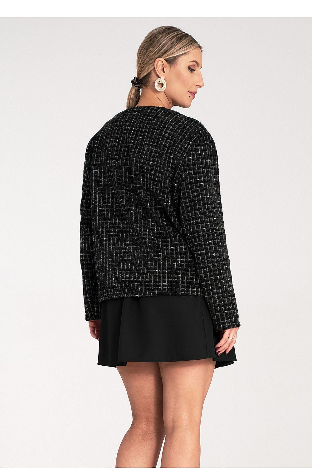 Jacke Damen Tweed Chanel-Stil kariert goldene Knöpfe
