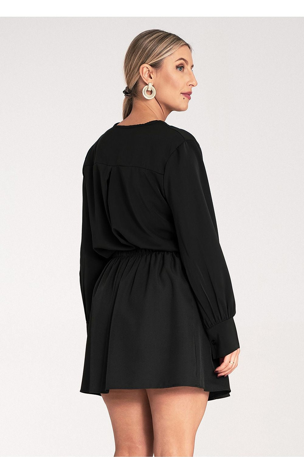 Bluse Damen Satin Langarm V-Ausschnitt elegant
