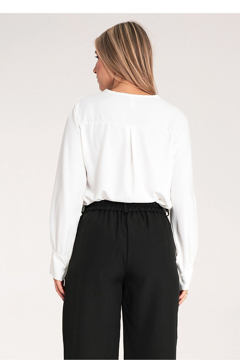 Bluse Damen Satin Langarm V-Ausschnitt elegant