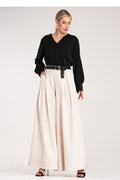 Palazzo Hose Damen hohe Taille Gürtel Schnalle elegant