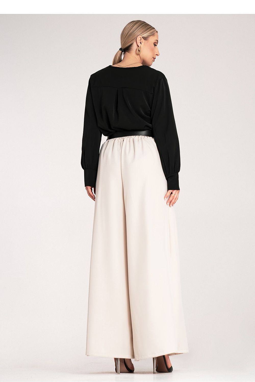 Palazzo Hose Damen hohe Taille Gürtel Schnalle elegant