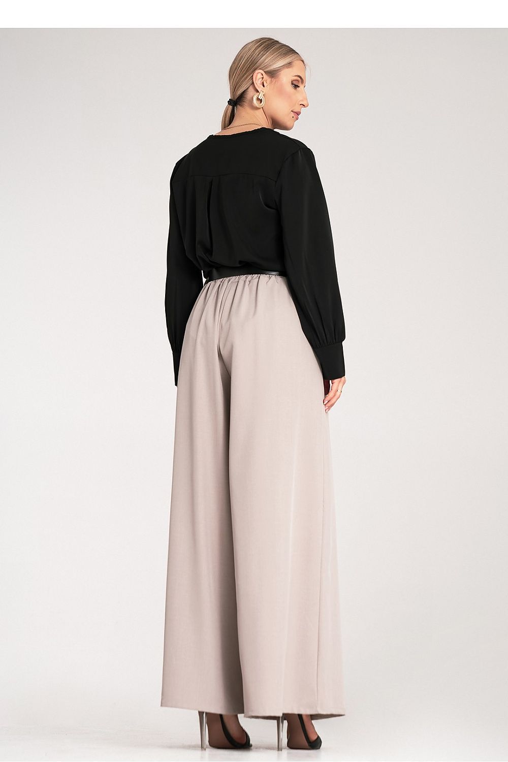 Palazzo Hose Damen hohe Taille Gürtel Schnalle elegant