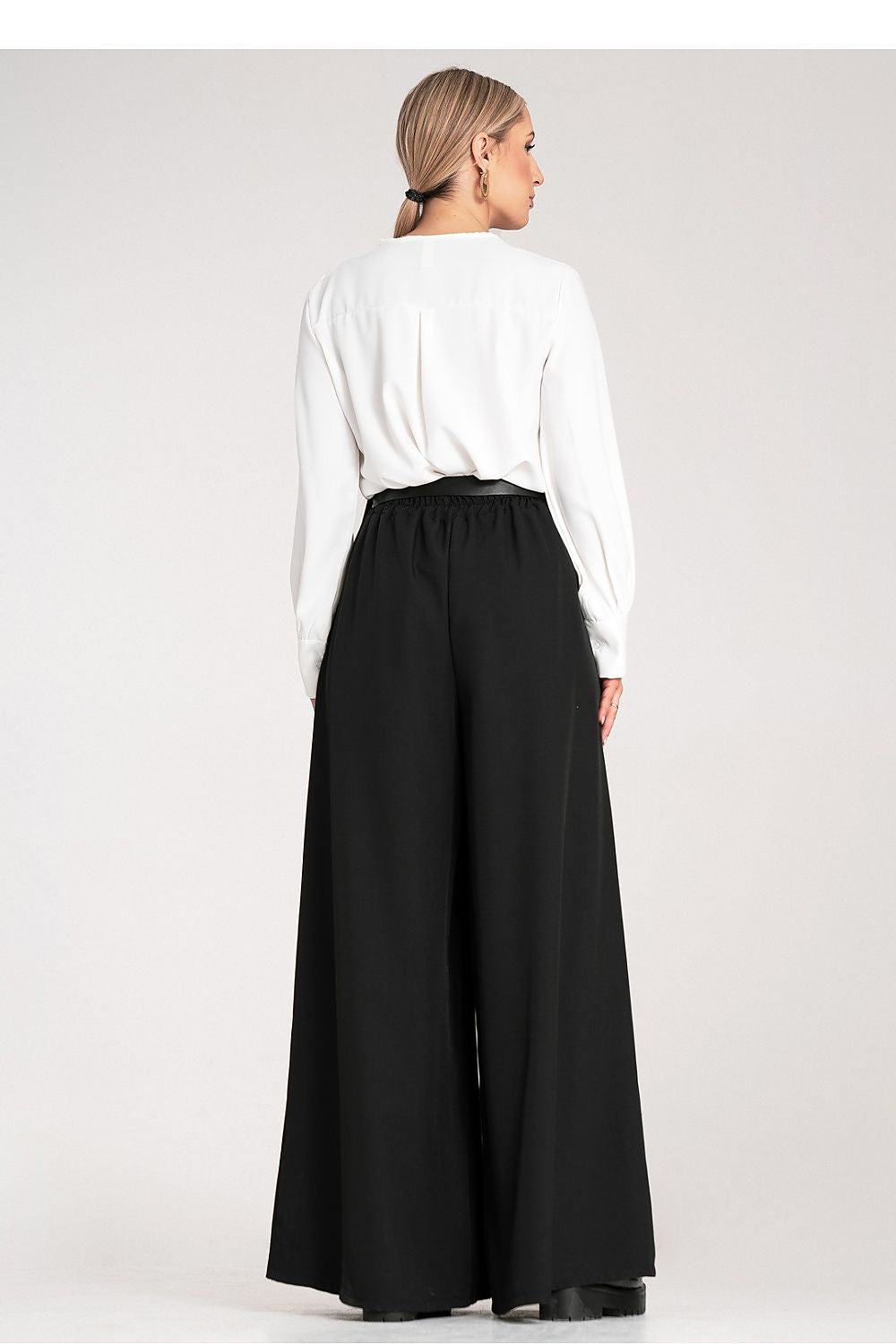 Palazzo Hose Damen hohe Taille Gürtel Schnalle elegant