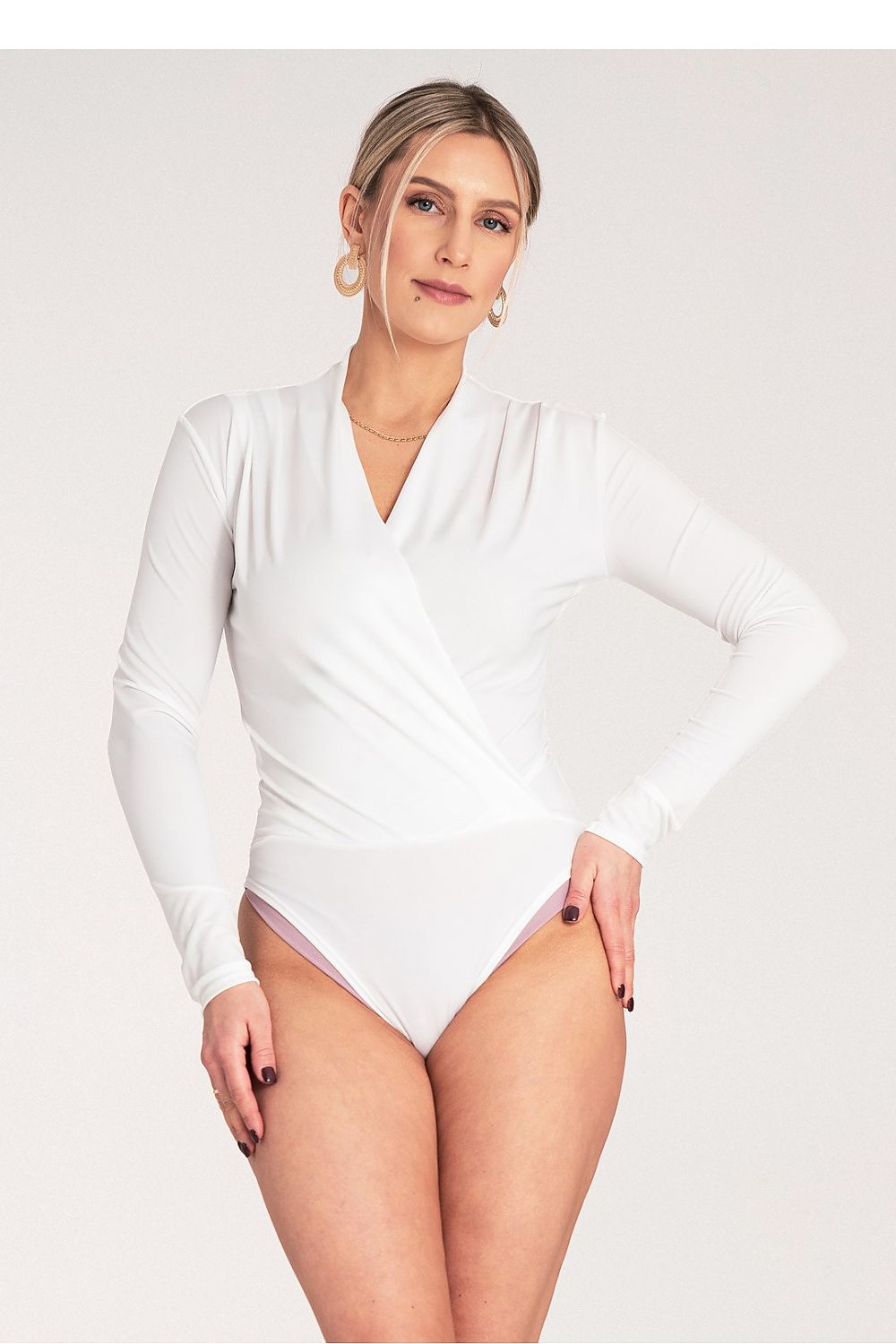 Body Damen Langarm Cache-Coeur figurbetont elegant