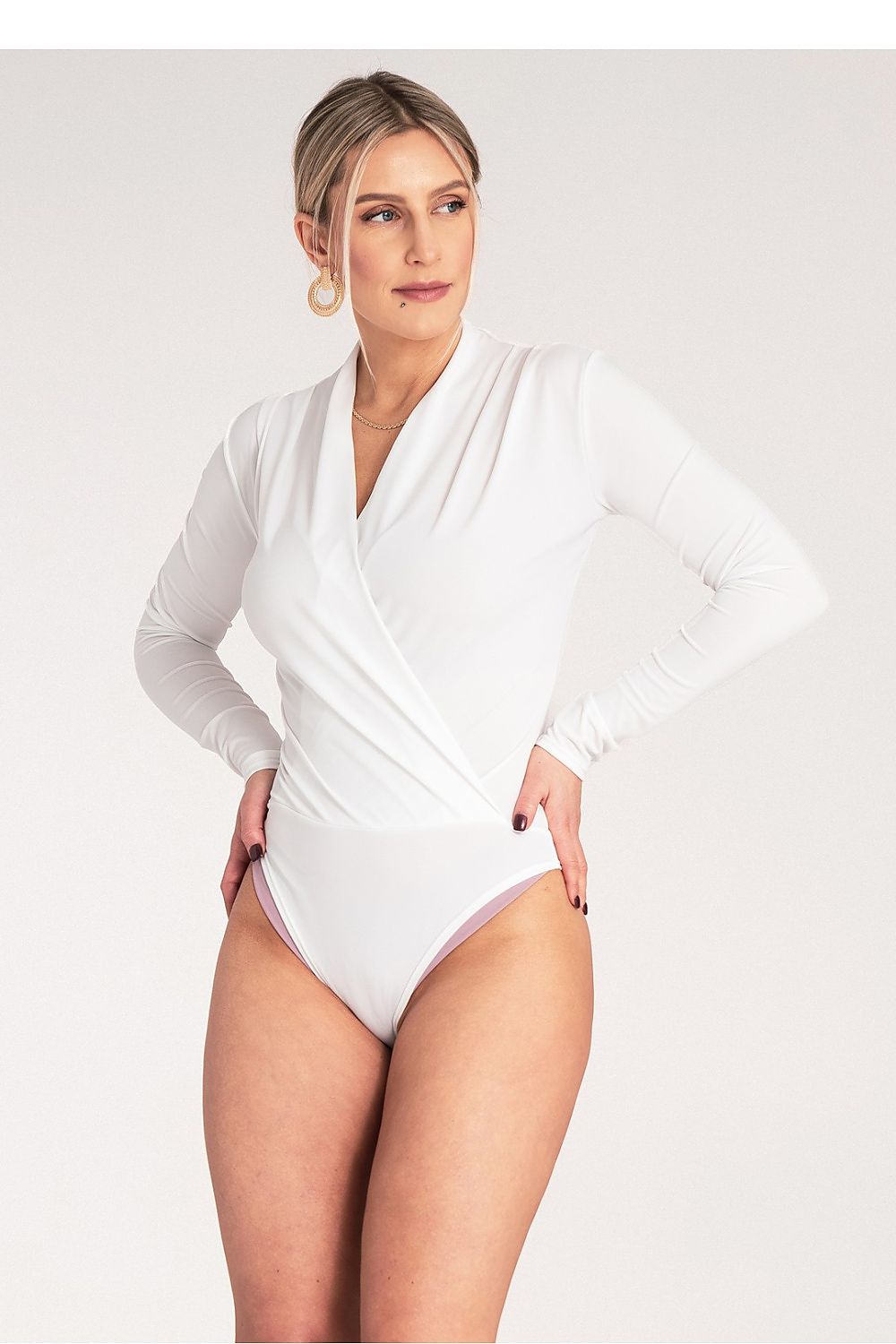 Body Damen Langarm Cache-Coeur figurbetont elegant