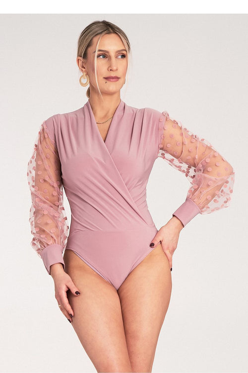 Body Damen Tüllärmel Tupfen elegant festlich