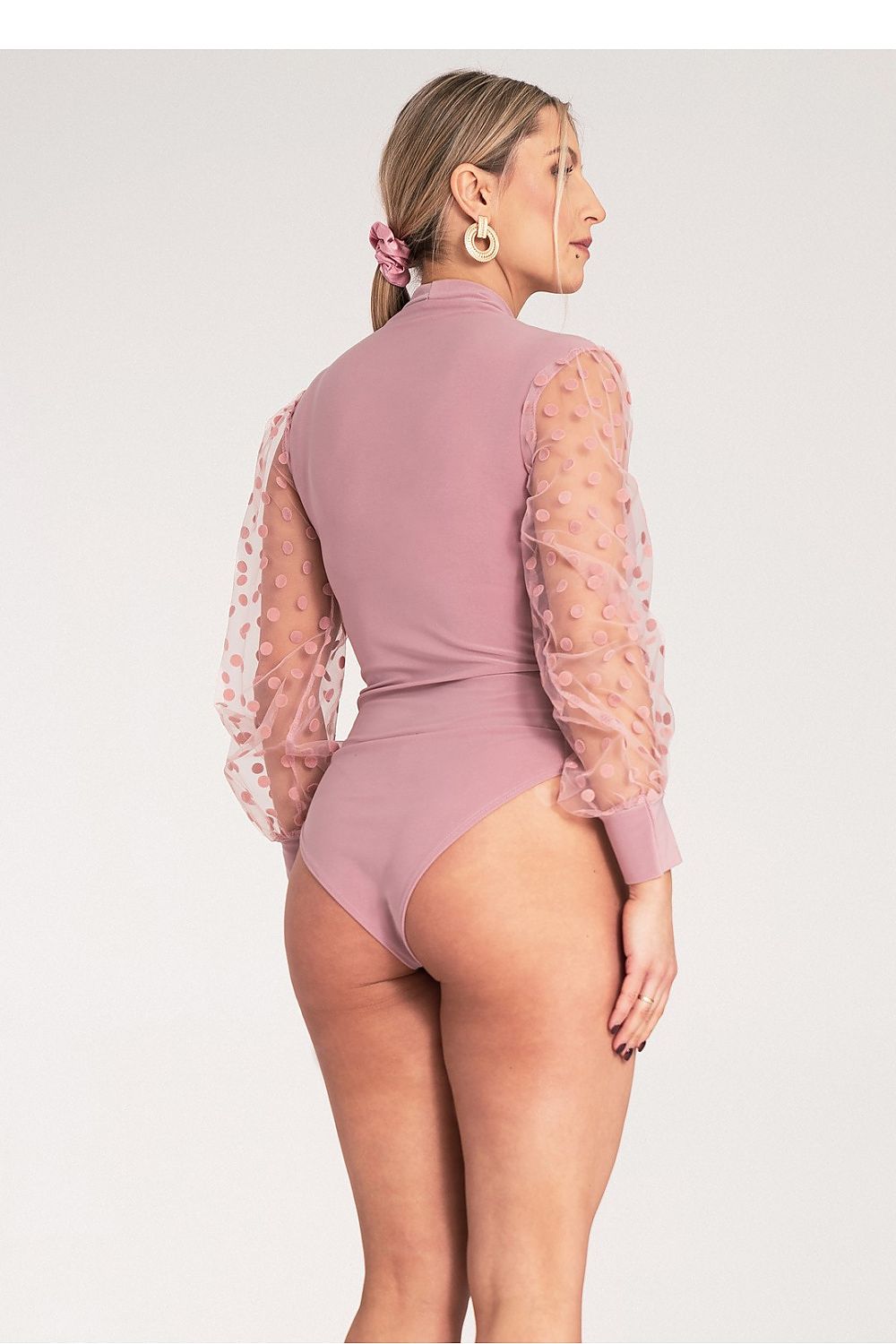Body Damen Tüllärmel Tupfen elegant festlich