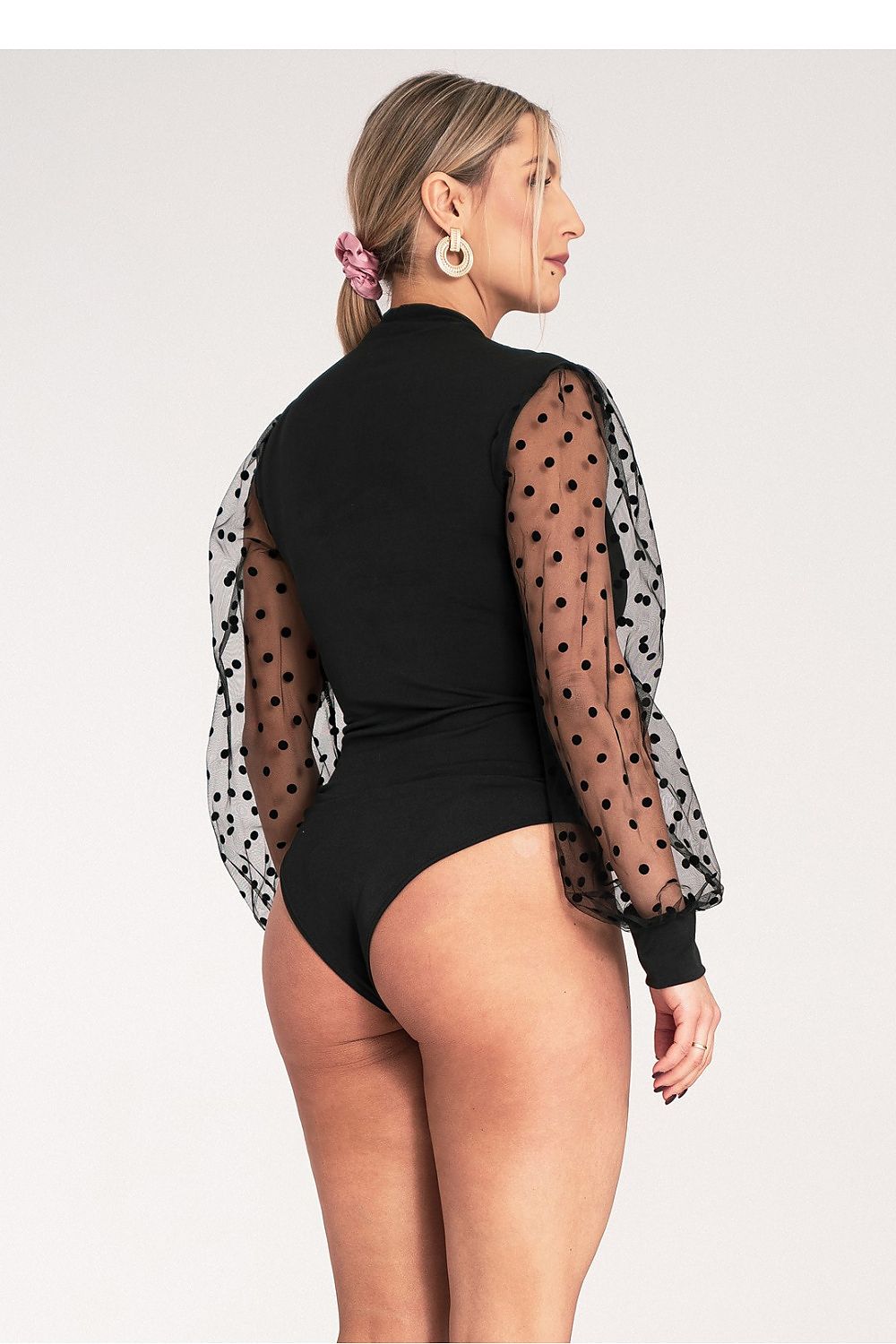 Body Damen Tüllärmel Tupfen elegant festlich