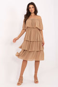 Cocktailkleid Damen Carmen Rüschen midi