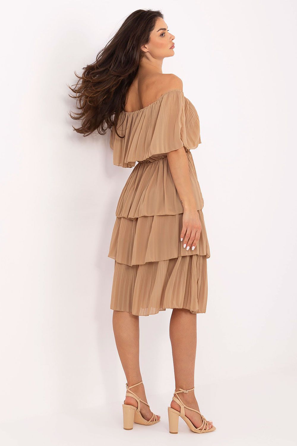 Cocktailkleid Damen Carmen Rüschen midi