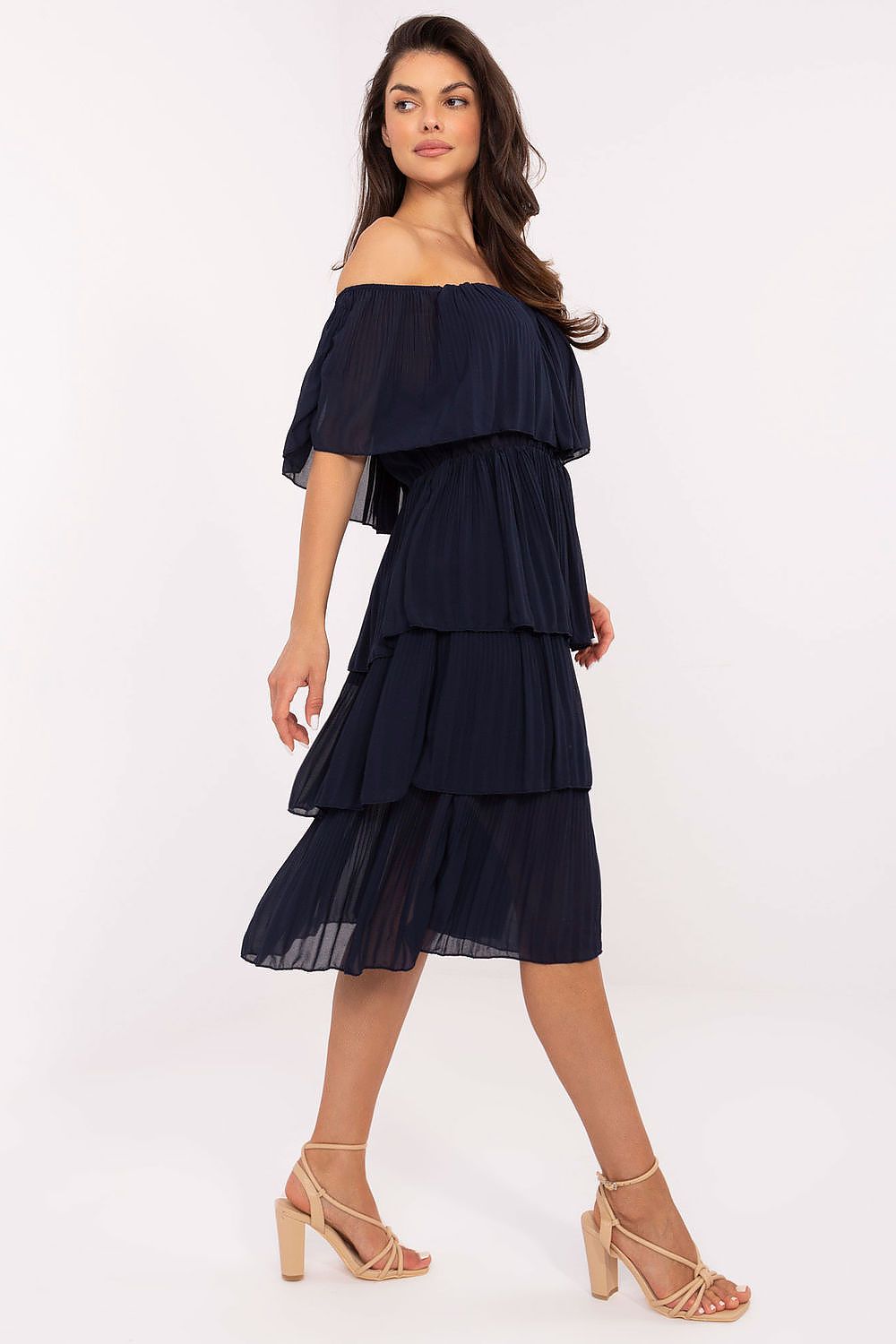 Cocktailkleid Damen Carmen Rüschen midi