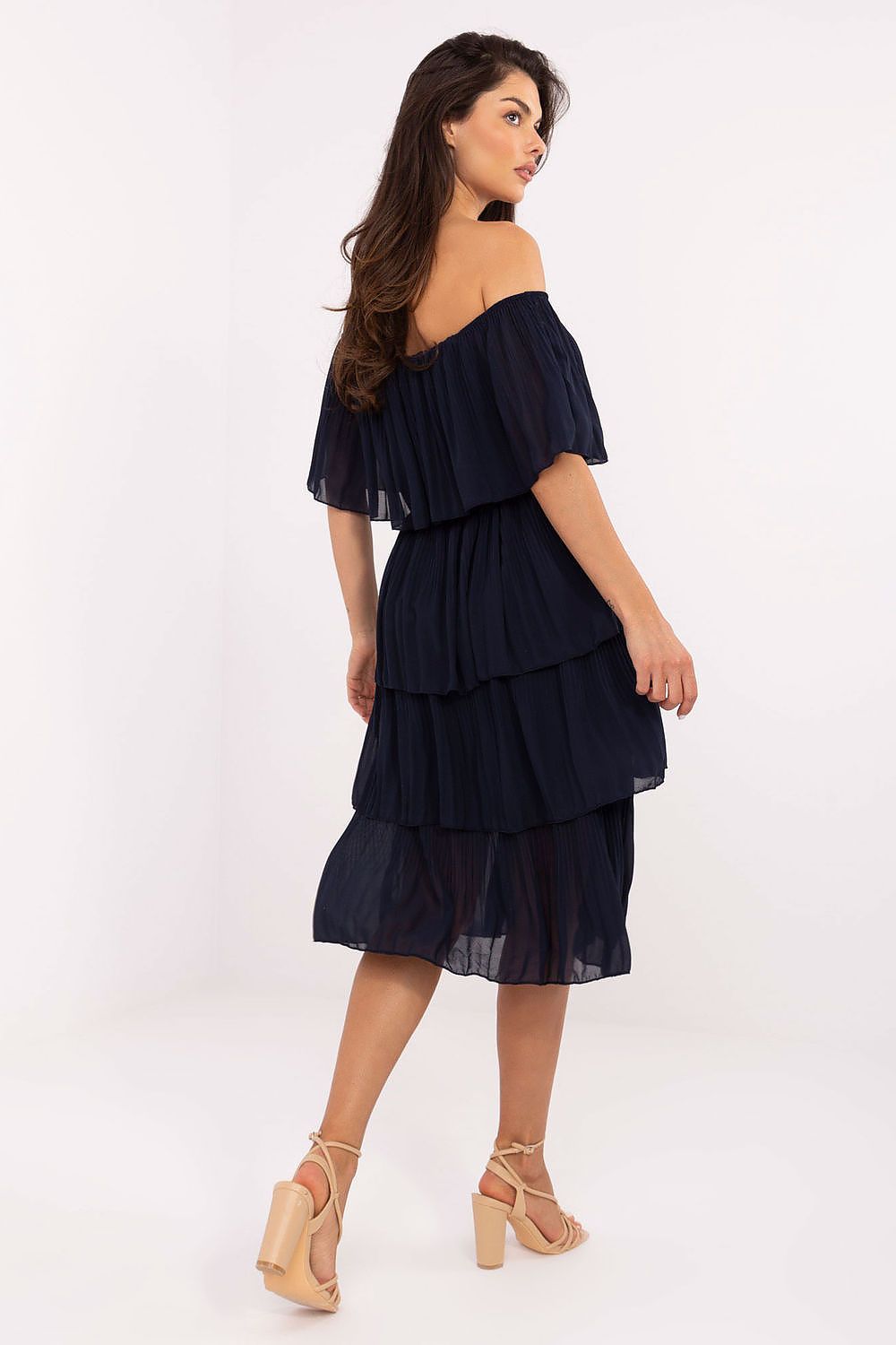 Cocktailkleid Damen Carmen Rüschen midi