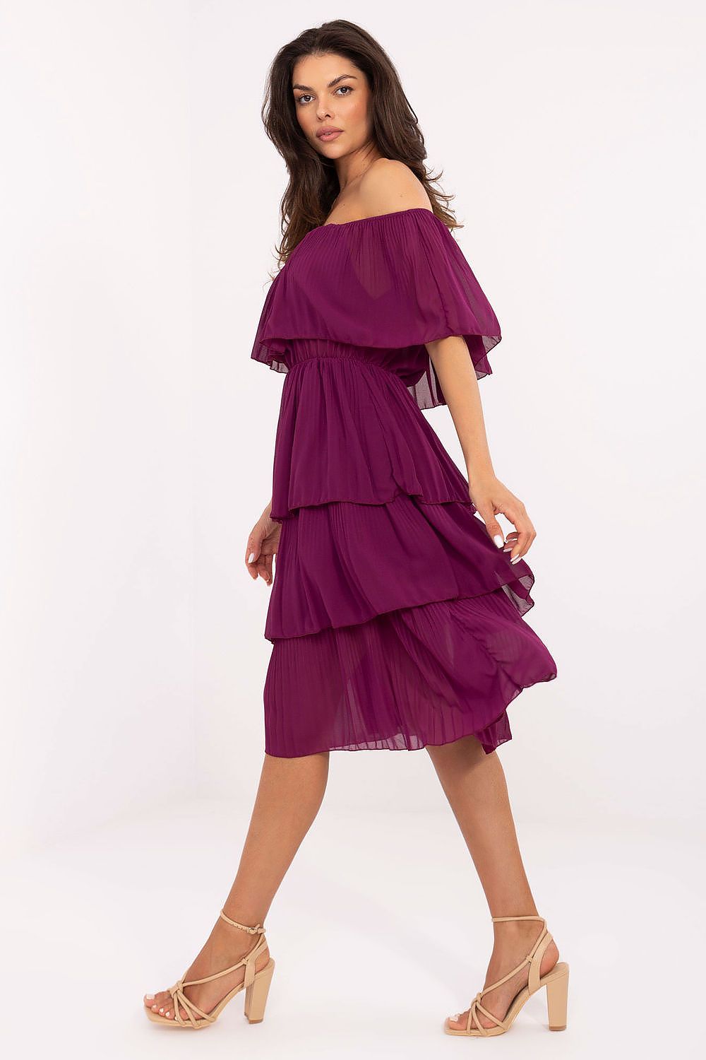 Cocktailkleid Damen Carmen Rüschen midi