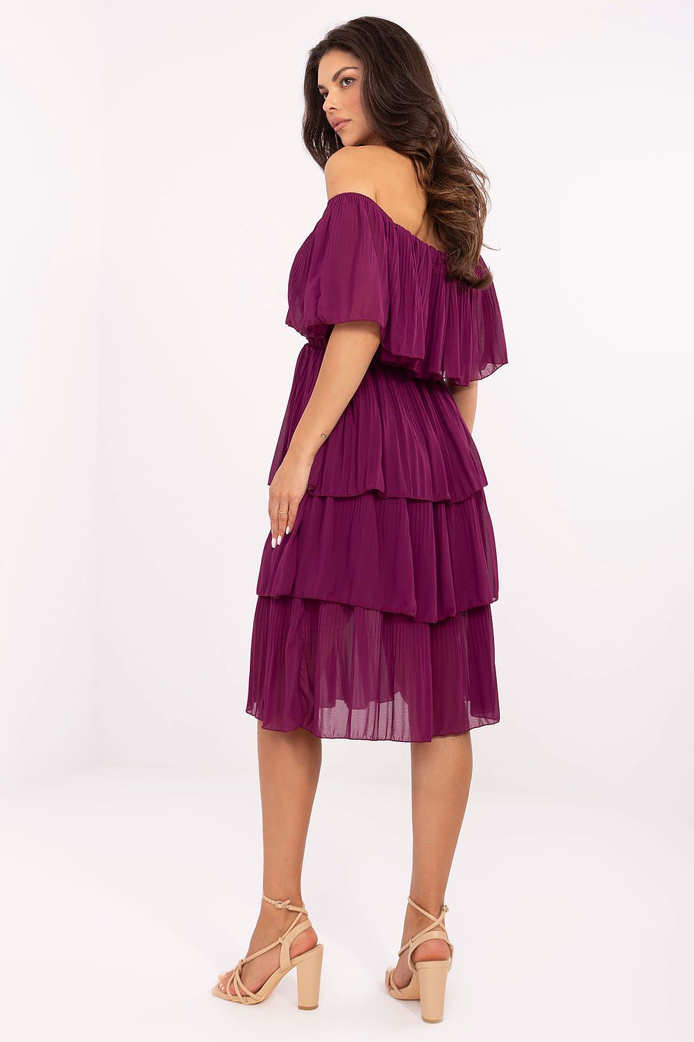 Cocktailkleid Damen Carmen Rüschen midi