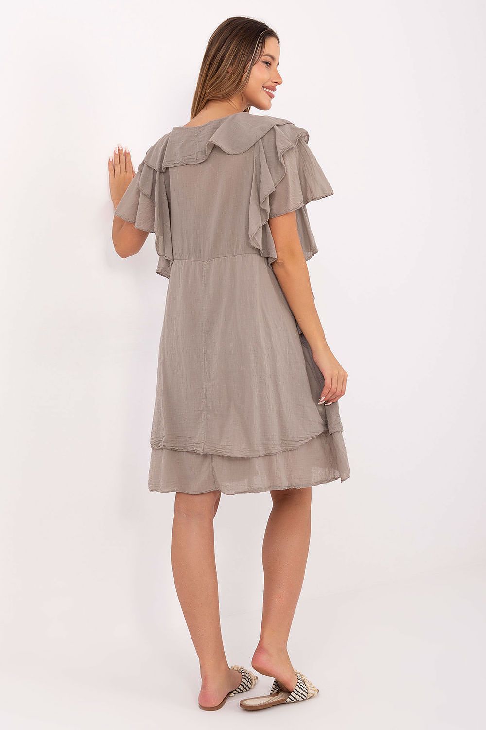 Boho Kleid Damen Oversize 100% Baumwolle mit Rüschenarmel | Sommer
