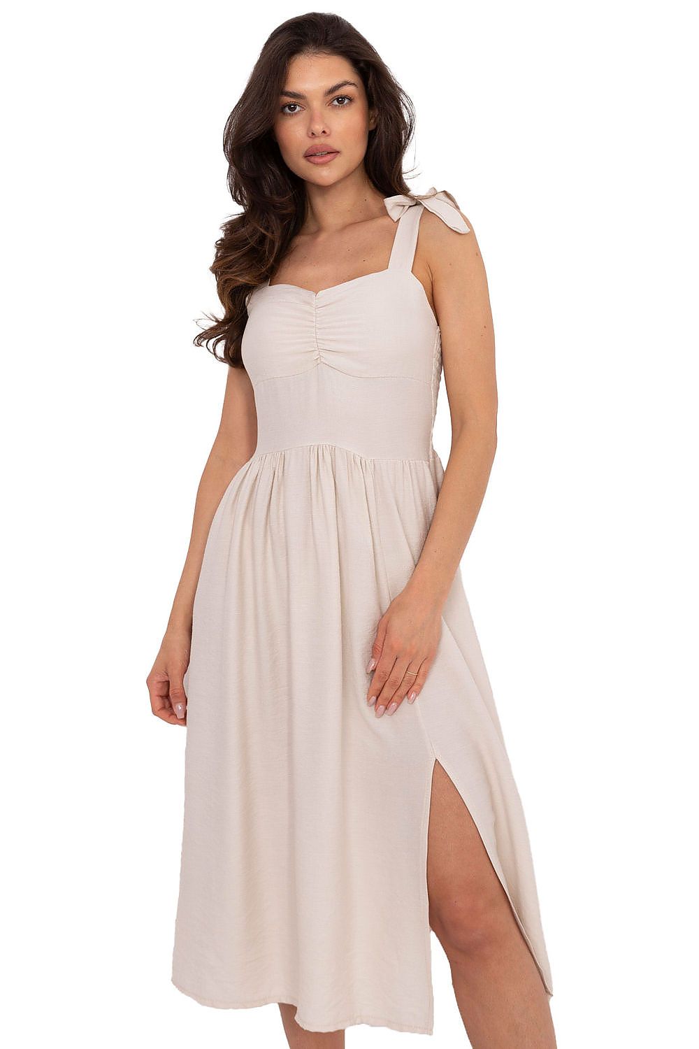 Sommerkleid Damen Träger Herzausschnitt & Raffungen | Viskose