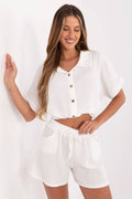 Musselin Shorts Damen High Waist mit Gürtel & weiten Beinen | Baumwolle