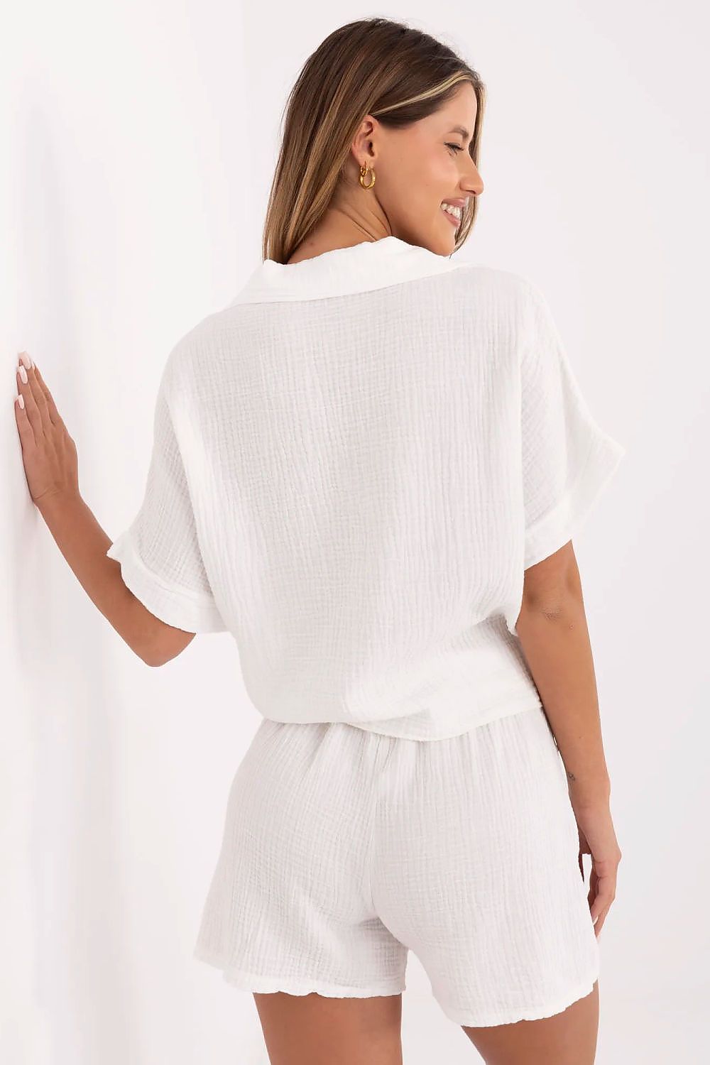 Musselin Shorts Damen High Waist mit Gürtel & weiten Beinen | Baumwolle