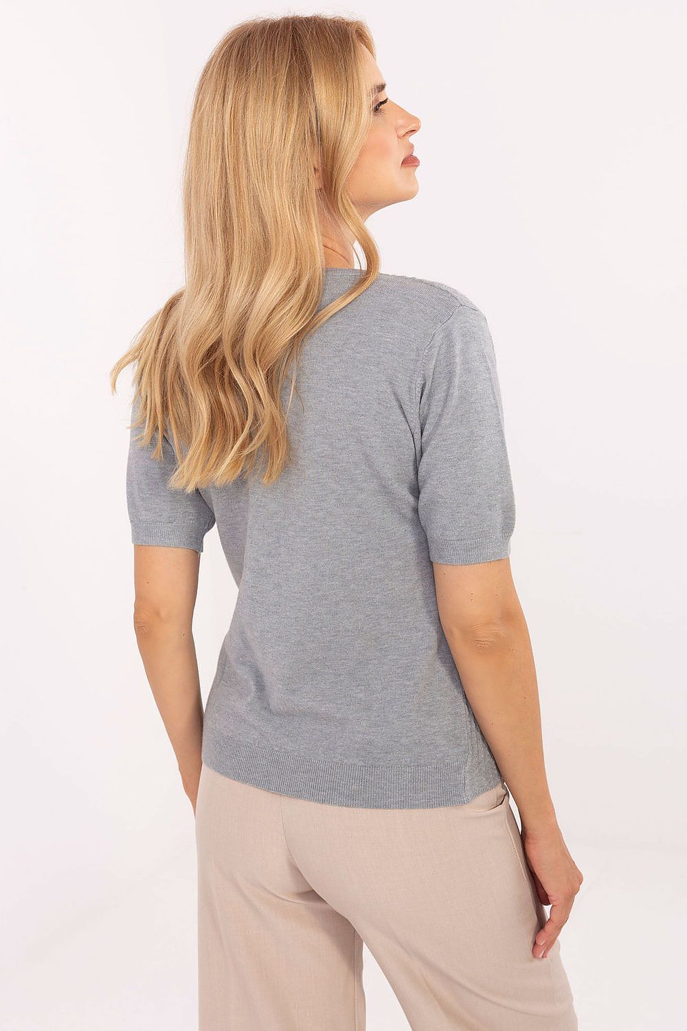 Pullover Damen Kurzarm V-Ausschnitt Viskose elegant – S/M & M/L