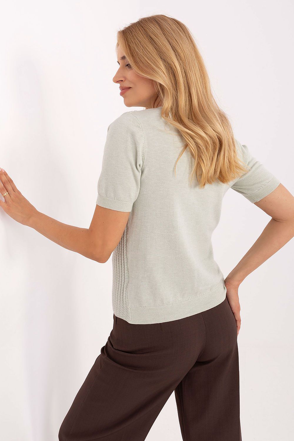 Pullover Damen Kurzarm V-Ausschnitt Viskose elegant – S/M & M/L