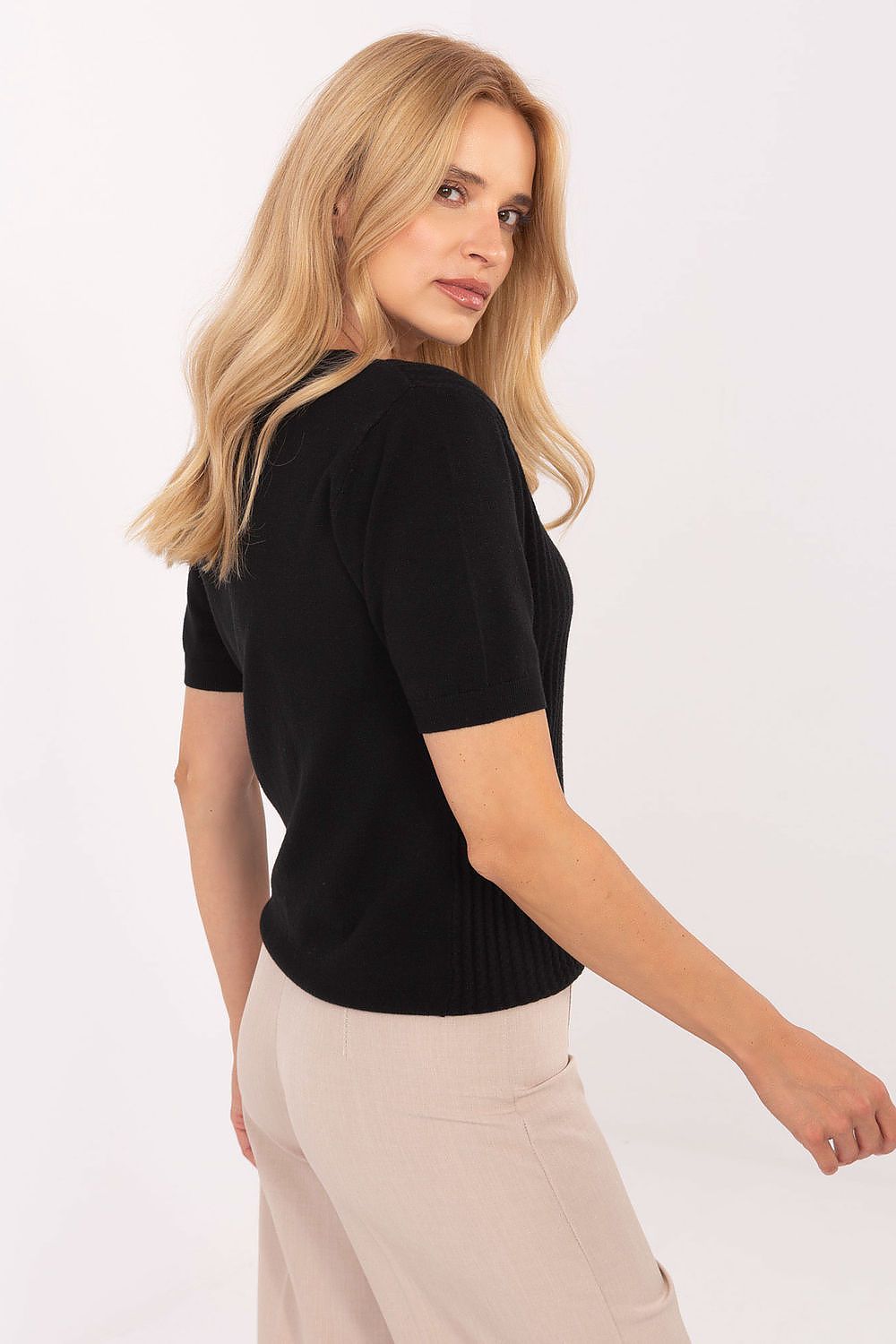 Pullover Damen Kurzarm V-Ausschnitt Viskose elegant – S/M & M/L